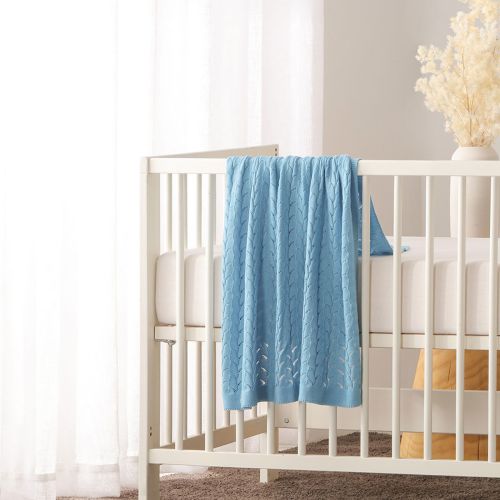 Lyla Blue Cotton Baby Blanket 75 x 100 cm by Little Gem