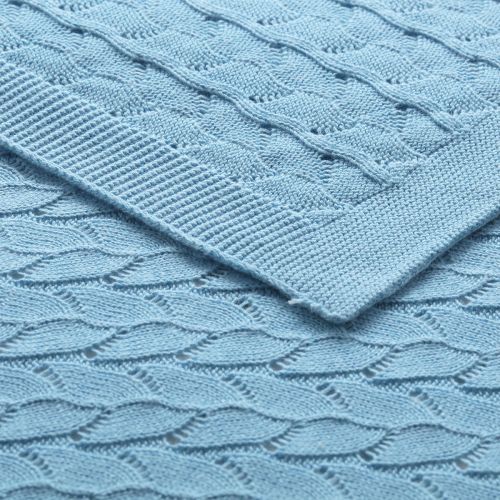 Lyla Blue Cotton Baby Blanket 75 x 100 cm by Little Gem