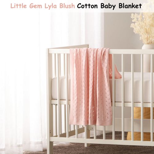 Lyla Blush Cotton Baby Blanket 75 x 100 cm by Little Gem