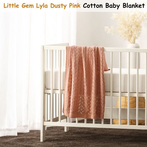 Lyla Dusty Pink Cotton Baby Blanket 75 x 100 cm by Little Gem