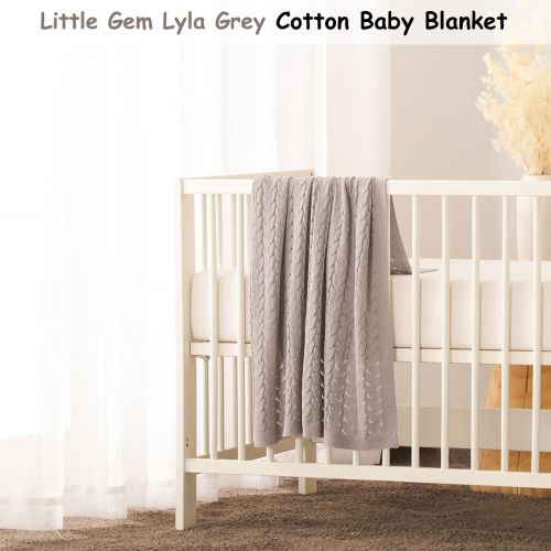 Lyla Grey Cotton Baby Blanket 75 x 100 cm by Little Gem