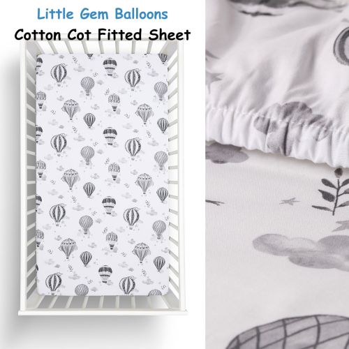 Balloons Cotton Cot Fitted Sheet by Little Gem