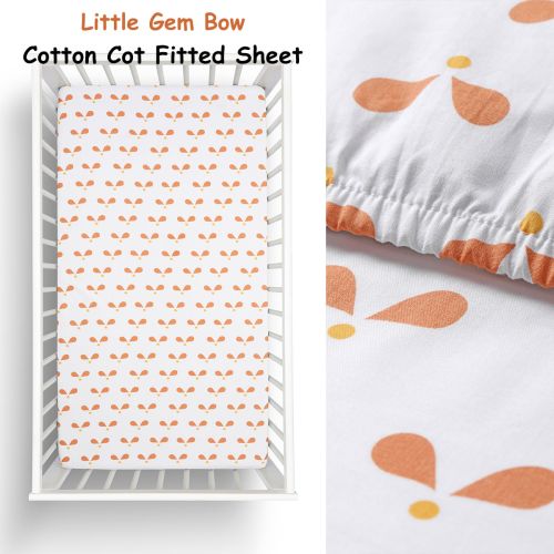 Bow Cotton Cot Fitted Sheet by Little Gem