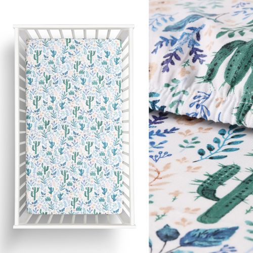 Cactus Cotton Cot Fitted Sheet by Little Gem