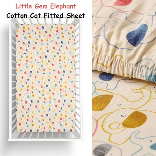 Elephant Cotton Cot Fitted Sheet by Little Gem