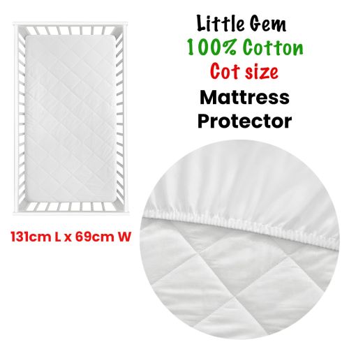 Little Gem 100% Cotton Cot Mattress Protector
