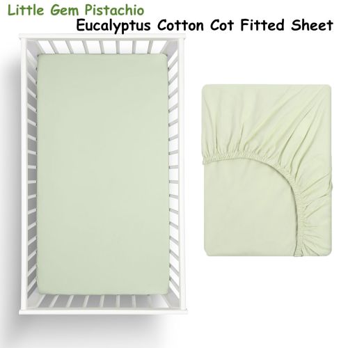Pistachio Eucalyptus Cotton Cot Fitted Sheet by Little Gem