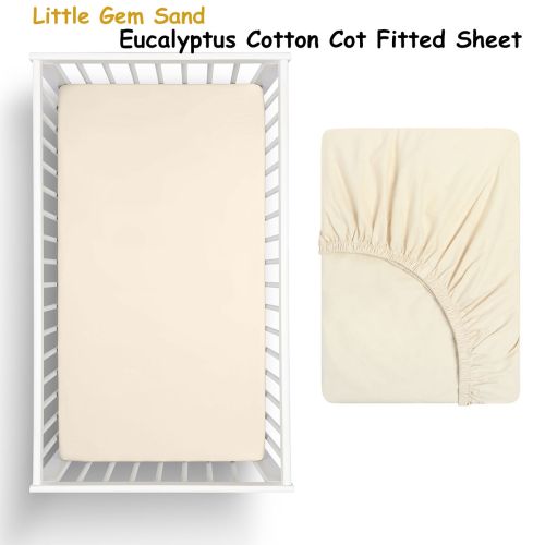 Sand Eucalyptus Cotton Cot Fitted Sheet by Little Gem