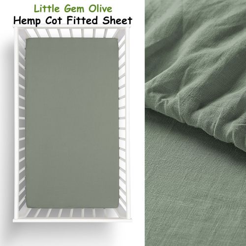 1 Pc Olive Hemp Cot Fitted Sheet by Little Gem