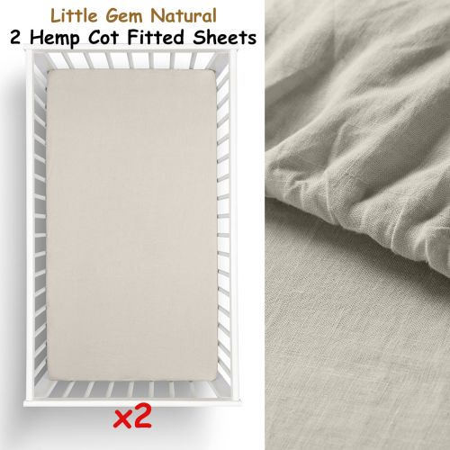 Twin Pack Natural Hemp Cot Fitted Sheet by Little Gem