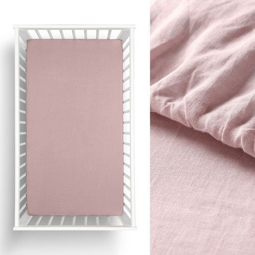 Twin Pack Pale Mauve Hemp Cot Fitted Sheet by Little Gem