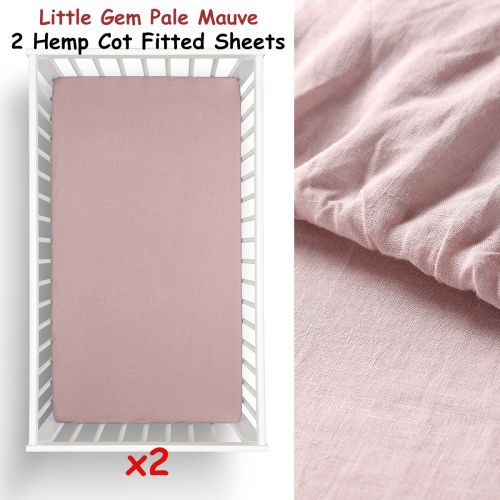 Twin Pack Pale Mauve Hemp Cot Fitted Sheet by Little Gem
