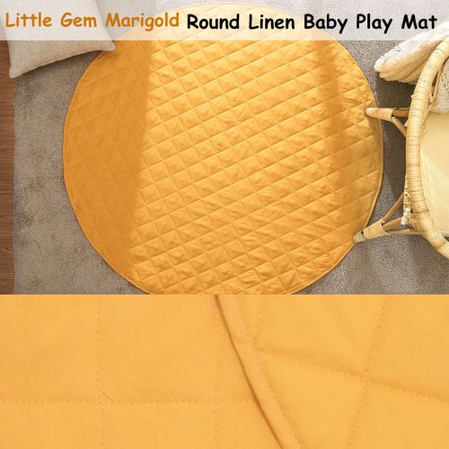 Round Linen Cotton Baby Play Mat Marigold 130cm Diameter by Little Gem