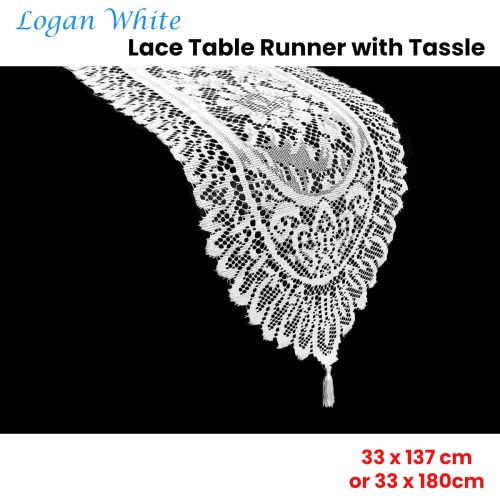 Logan White Lace Table Runner Choose Your Size