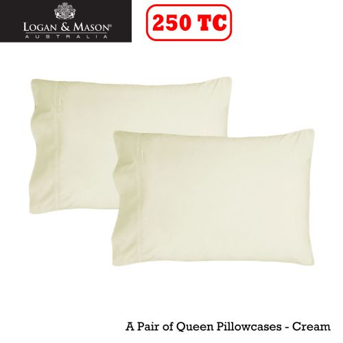 A Pair of 250tc Queen Pillowcases Fit Bamboo Pillows by Logan & Mason