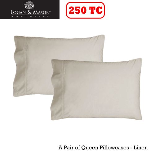 A Pair of 250tc Queen Pillowcases Fit Bamboo Pillows by Logan & Mason