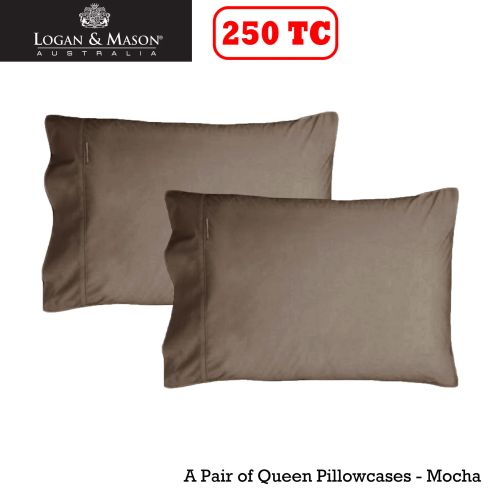 A Pair of 250tc Queen Pillowcases Fit Bamboo Pillows by Logan & Mason