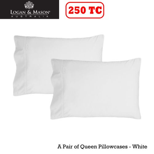 A Pair of 250tc Queen Pillowcases Fit Bamboo Pillows by Logan & Mason