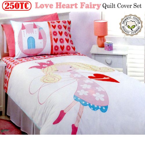 250TC Love Heart Fairy Quilt Cover Set Single by Rose Garden