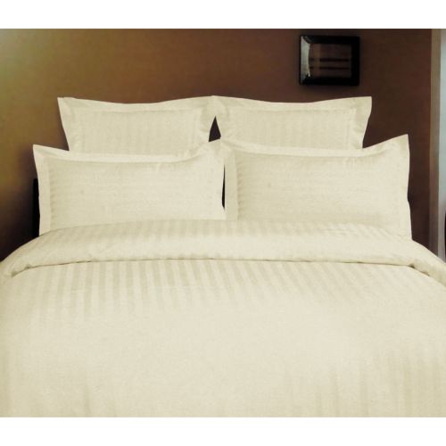 1000TC Self Striped Cotton Rich Tailored Quilt Cover Set Ivory