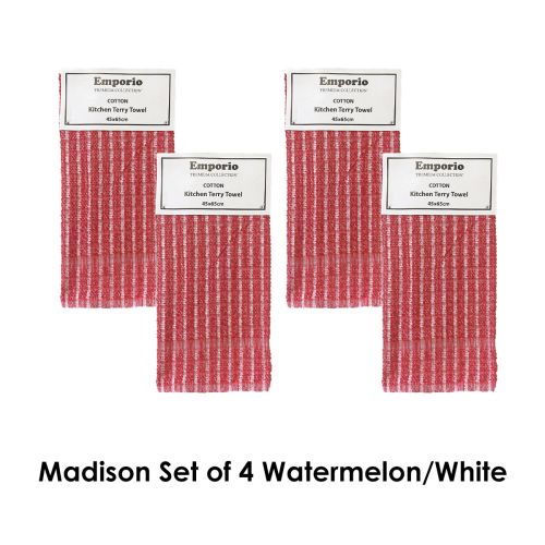 Madison Set of 4 Checkered Cotton Terry Tea Towels 40 x 60 cm