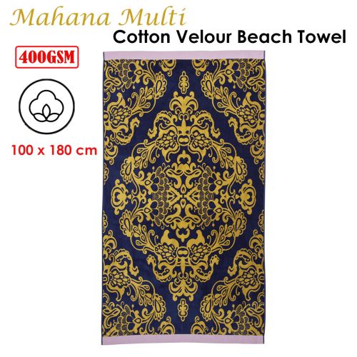 400gsm Mahana Multi Cotton Velour Beach Towel 100cm x 180cm by Bedding House
