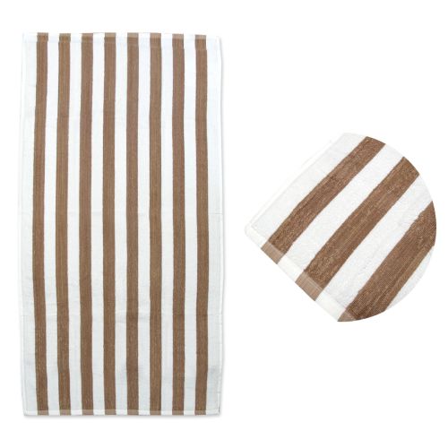 Coffee Stripes Cotton Terry Beach Towel 75 x 150 cm