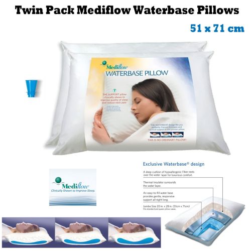 Twin Pack Adjustable Mediflow Waterbase Pillows 51 x 71 cm by Mediflow