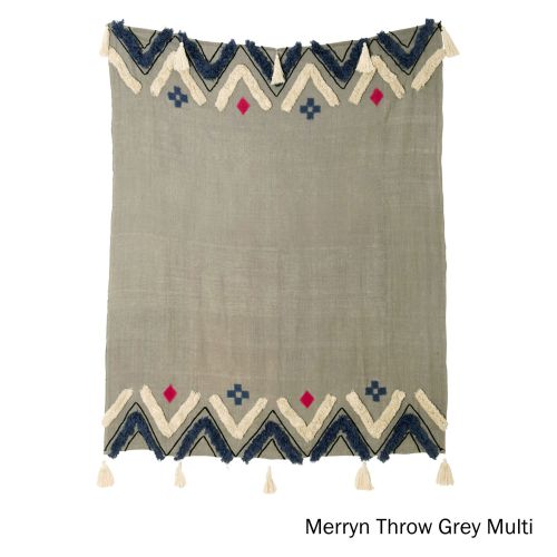 Merryn Cotton Sofa Bed Throw Rug Tassel Blanket 125 x 150 cm by J.elliot