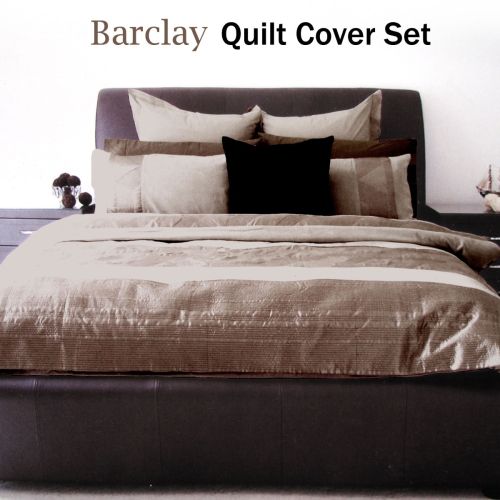 Barclay Brown Quilt Cover Set King by Manhattan