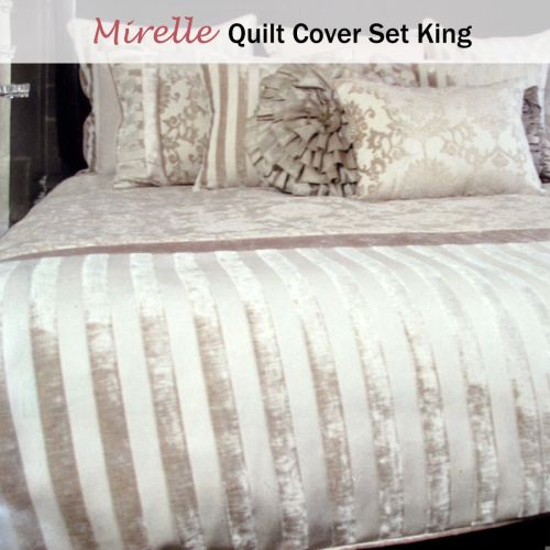 Mirelle Champagne Jacquard Velvet Quilt Cover Set King by Metropolitan