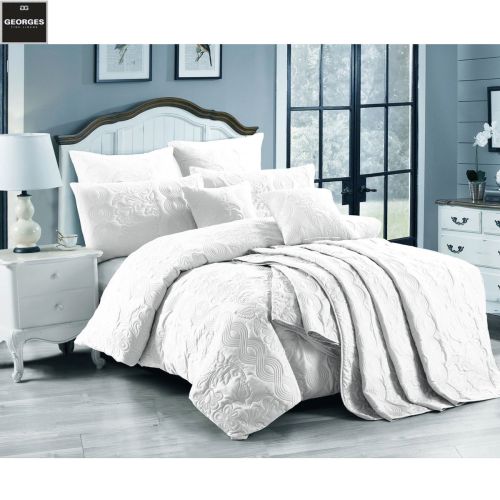 Marguerite White Luxury Quilt Cover Set by Georges Fine Linens