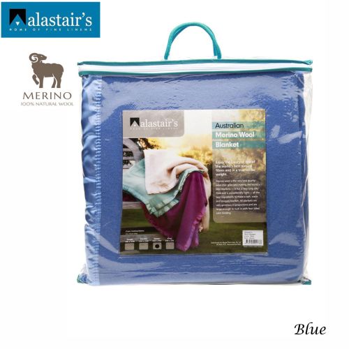 375GSM Australian Merino Wool Blanket Blue by Alastairs