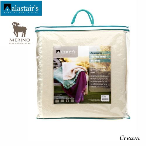 375GSM Australian Merino Wool Blanket Cream by Alastairs