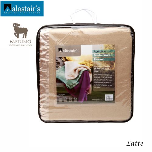 375GSM Australian Merino Wool Blanket Latte by Alastairs