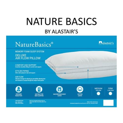 Nature Basics Deluxe Air Flow Standard Pillow Soft Medium 41 x 69cm by Alastairs