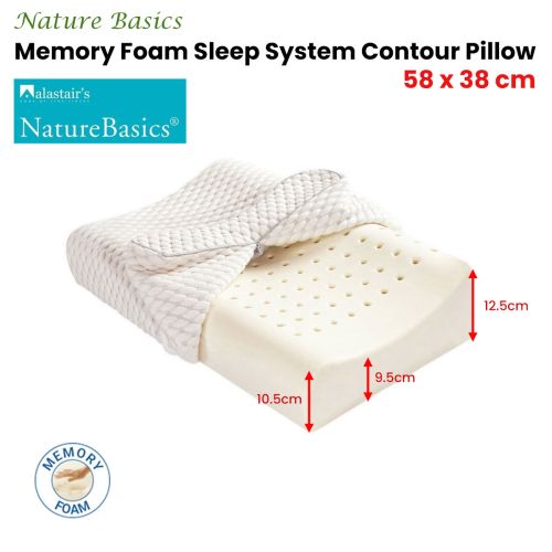 Nature Basics Memory Foam Contour Standard Pillow 38 x 58cm by Alastairs