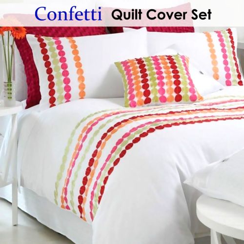Confetti Appliqued Quilt Cover Set Single by Georges Fine Linens