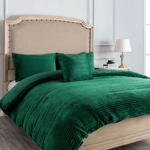 Stella Green Ribbed Quilt Cover Set by Georges Fine Linens