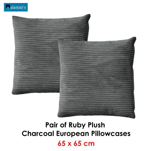 Ruby Charcoal Pair of European Pillowcases by Alastairs