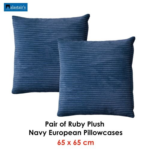 Ruby Navy Pair of European Pillowcases by Alastairs