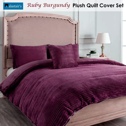 Ruby Plush Burgundy Quilt Cover Set by Alastairs