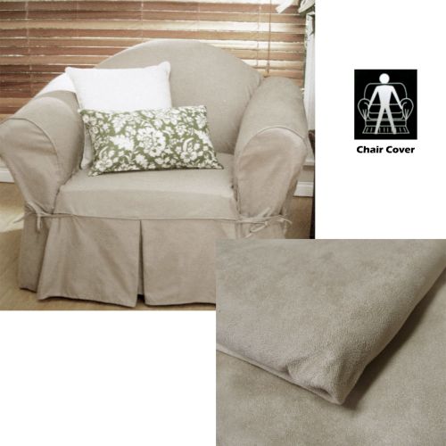 1 Seater Micro Suede Sofa Cover Taupe 81 x 109 cm