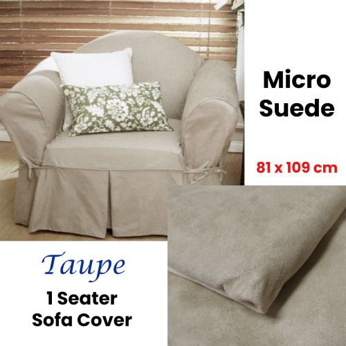 Micro Suede Sofa Cover Taupe 1 Seater 81 x 109 cm