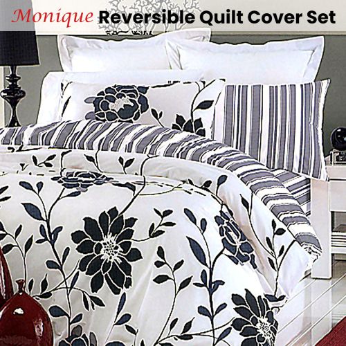 Monique Reversible Quilt Cover Set + Fitted Sheet Single by Belmondo