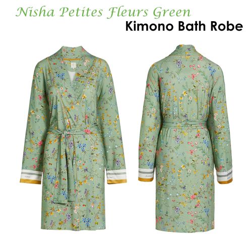 Nisha Petites Fleurs Green Kimono Bath Robe by PIP Studio