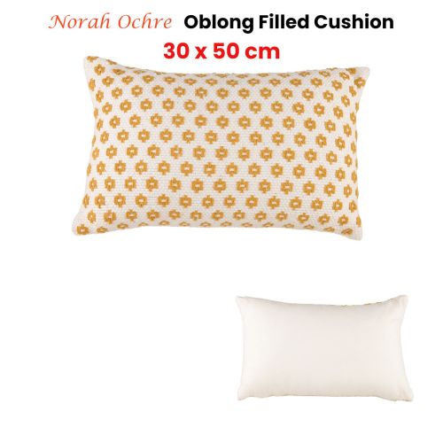 Norah Ochre Rectangular Filled Cushion 30cm x 50cm by Accessorize