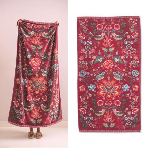 Oh My Darling Red Cotton Beach Towel 100cm x 180cm by PIP Studio
