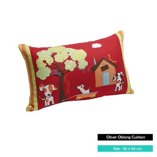 Oliver Red Filled Oblong Cushion by Jiggle & Giggle