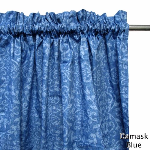 One Pair of Polyester Cotton Rod Pocket Damask Curtains